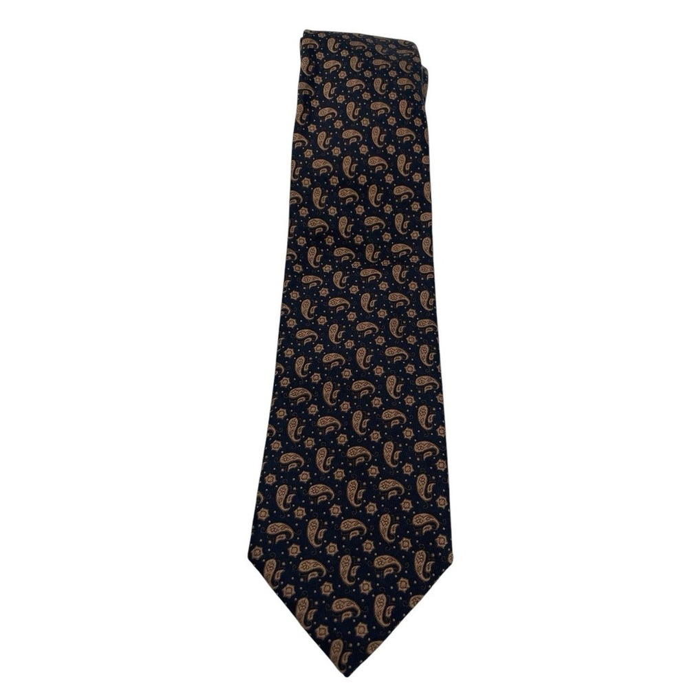 Massimo Bizzocchi Mens Brown /Black Paisley 100%-Silk Tie Italy 60"x3.5"‎ (TC15)